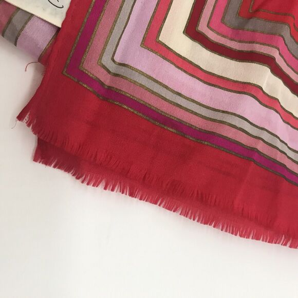 Vintage Oscar De La Renta Signed Silk Scarf for Accessory St. Red Striped Border - Picture 5 of 8